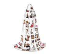 JBYJBX Cute Chihuahua Pug Pattern Print Unisex Hooded Cloak Halloween Cosplay Costume Christmas Carnival Party Wear Cape