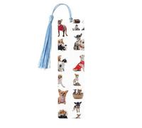 Jbyjbx Cute Chihuahua Pug Pattern Print Wooden Bookmark Set â€“ Dual-Sided Full Print Colorful Tassels Birthday Parties Decor
