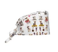 JBYJBX Cute Chihuahua Pug Pattern Print Working Cap Nurse Caps Scrub Unisex Medical Hats Chef Sanitary Beauty Hat Black, Black, One size