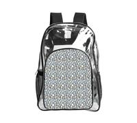 JBYJBX Cute Penguin Print Clear Backpack Large Capacity Travel Hiking Work See Through Bookbag with Pocket
