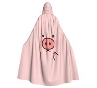 JBYJBX Cute Pig Print Halloween Cosplay Medieval Festivals For Unisex Full Length Cloak With Hat Hooded