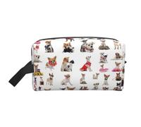JBYJBX Cute Pug Pattern Chihuahua Print Travel Storage Bag Capacity Zippered For Toiletries Cosmetics Daily Essentials, White, One Size, White, One Size, White, One Size