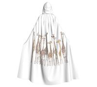 JBYJBX Cute Wild Cartoon Giraffes Print Halloween Cosplay Medieval Festivals For Unisex Full Length Cloak With Hat Hooded