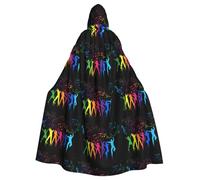 JBYJBX Dance With Music Print Halloween Cosplay Medieval Festivals For Unisex Full Length Cloak With Hat Hooded