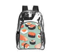JBYJBX Delicious sushi 1 Print Clear Backpack Large Capacity Travel Hiking Work See Through Bookbag with Pocket