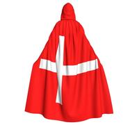 JBYJBX Denmark Danish Flag Print Halloween Cosplay Medieval Festivals For Unisex Full Length Cloak With Hat Hooded