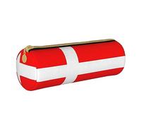 JBYJBX Denmark Danish Flag Print Leather Pencil Case Pouch - Slim & Cute Pencil Cases For Adults, Men And Women