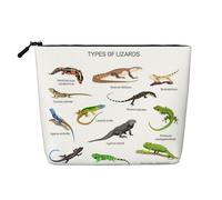 JBYJBX Different Types Of Lizard Print Makeup Bag Waterproof Travel Cosmetic Tote Zippered Pouch For Women Toiletry Bag, Black, One Size