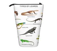 JBYJBX Different Types Of Lizard Print Pencil Case Multipurpose Telescopic Pencil Case Organizer, Stationery Storage Bag, Black, One Size