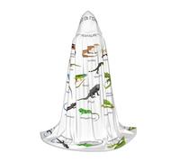 JBYJBX Different Types Of Lizard Print Unisex Hooded Cloak Halloween Cosplay Costume Christmas Carnival Party Wear Cape