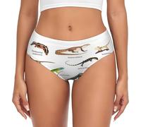 JBYJBX Different Types of Lizard Print Women's Briefs XS-4XL Bikini Ladies Underpants Panties Full Coverage Seamless, Black, XL