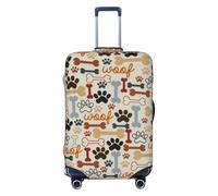 JBYJBX Dog Bones Paw Prints Print Suitcase Cover Luggage Protector Washable Elastic Fashionable Travel Gear Cover, Black, Small