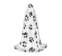JBYJBX Dog Paw Pattern Print Unisex Hooded Cloak Halloween Cosplay Costume Christmas Carnival Party Wear Cape