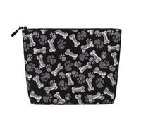 JBYJBX Dog Puppy Paw Print Makeup Bag Waterproof Travel Cosmetic Tote Zippered Pouch For Women Toiletry Bag, Black, One Size