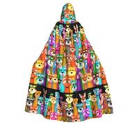 JBYJBX Dogs Print Halloween Cosplay Medieval Festivals For Unisex Full Length Cloak With Hat Hooded