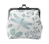 Jbyjbx Dragonfly Flower Print Compact Coin Purse Cute Small Zipper Wallet With Kiss Lock For Daily Use And Gifts