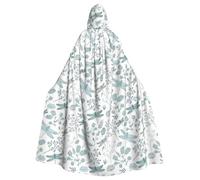 JBYJBX Dragonfly Flower Print Halloween Cosplay Medieval Festivals For Unisex Full Length Cloak With Hat Hooded