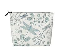 JBYJBX Dragonfly Flower Print Makeup Bag Waterproof Travel Cosmetic Tote Zippered Pouch For Women Toiletry Bag, Black, One Size, Black, One Size