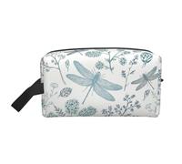 JBYJBX Dragonfly Flower Print Travel Storage Bag Capacity Zippered For Toiletries Cosmetics Daily Essentials, White, One Size, White, One Size