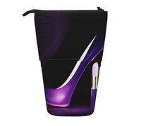 JBYJBX Elegant Purple High Heels Print Pencil Case Multipurpose Telescopic Pencil Case Organizer, Stationery Storage Bag