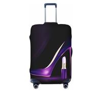 JBYJBX Elegant Purple High Heels Print Suitcase Cover Luggage Protector Washable Elastic Fashionable Travel Gear Cover, Black, Small