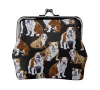 Jbyjbx English Bulldogs Print Compact Coin Purse Cute Small Zipper Wallet With Kiss Lock For Daily Use And Gifts