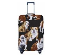 JBYJBX English Bulldogs Print Suitcase Cover Luggage Protector Washable Elastic Fashionable Travel Gear Cover, Black, Small