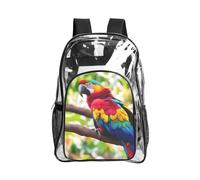 JBYJBX Fantastic Parrot Feather 1 Print Clear Backpack Large Capacity Travel Hiking Work See Through Bookbag with Pocket