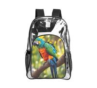 JBYJBX Fantastic Parrot Feather Print Clear Backpack Large Capacity Travel Hiking Work See Through Bookbag with Pocket