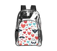 JBYJBX Fathers Day Love Dad Print Clear Backpack Large Capacity Travel Hiking Work See Through Bookbag with Pocket
