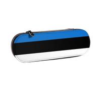 JBYJBX Flag Of Estonia Print Versatile Leather Pencil Case – Compact Leather Pouchpencil Pouch For Women, Men