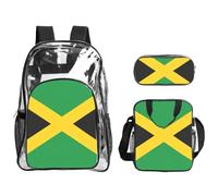 JBYJBX Flag Of Jamaica Print Unisex Transparent Backpack Set For School Travel Outdoor 3-Piece Clear Lunch Bag
