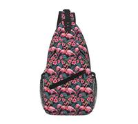 JBYJBX Flamingo Love Flowers Print Unisex Cross Chest Bag Diagonal Sling Backpack Capacity For Travel Hiking Daily Use