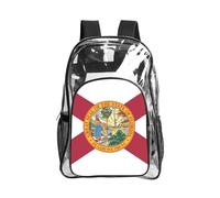 JBYJBX Florida flag Print Clear Backpack Large Capacity Travel Hiking Work See Through Bookbag with Pocket