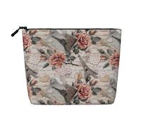 JBYJBX Flower Paris Eiffel Tower Print Makeup Bags Waterproof Travel Cosmetic Tote Zippered Pouch For Women Toiletry Bag, Black, One Size
