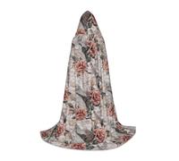 JBYJBX Flower Paris Eiffel Tower Print Unisex Hooded Cloak Halloween Cosplay Costume Christmas Carnival Party Wear Cape