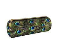 JBYJBX Fresh Peacock Print Leather Pencil Case Pouch - Slim & Cute Pencil Cases For Adults, Men And Women