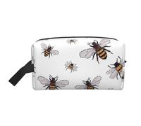 JBYJBX Funny Bees Print Travel Storage Bag Capacity Zipper for Toiletries Cosmetic Daily Essentials, White, One Size White, One Size, White, One Size, White, One size