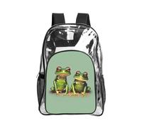 JBYJBX Funny Green Frogs 1 Print Clear Backpack Large Capacity Travel Hiking Work See Through Bookbag with Pocket