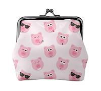 Jbyjbx Funny Red Pig Face Print Compact Coin Purse Cute Small Zipper Wallet With Kiss Lock For Daily Use And Gifts