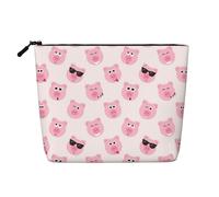 JBYJBX Funny Red Pig Face Print Makeup Bag Waterproof Travel Cosmetic Tote Zippered Pouch For Women Toiletry Bag, Black, One Size, Black, One Size