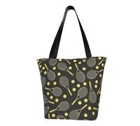 JBYJBX Funny Tennis Racquets And Tennis Balls Print Trendy Lightweight Shoulder Tote Bag Travel Beach Work Commuting Multiple Occasions