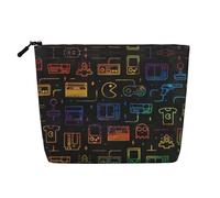 JBYJBX Game Video Gaming Pattern Print Makeup Bag Waterproof Travel Cosmetic Tote Zippered Pouch For Women Toiletry Bag, Black, One Size, Black, One Size