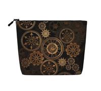JBYJBX Gears Clock Bronze Century Print Makeup Bag Waterproof Travel Cosmetic Tote Zippered Pouch For Women Toiletry Bag, Black, One Size, Black, One Size