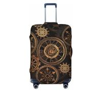 JBYJBX Gears Clock Bronze Century Print Suitcase Cover Luggage Protector Washable Elastic Fashionable Travel Gear Cover, Black, M