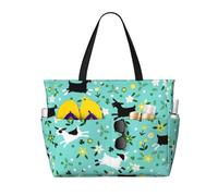 JBYJBX Goat Frolic Print Beach Tote Large Capacity Travel Bag Waterproof Sandproof And Lightweight