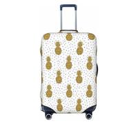JBYJBX Gold Glitter Pineapples Fruit Print Suitcase Cover Luggage Protector Washable Elastic Fashionable Travel Gear Cover, Black, Large