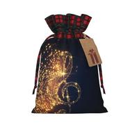 JBYJBX Gold Musical Note With Shiny Star Printing Christmas Drawstring Gift Bag For Xmas Wrapping Festive Packaging Party Favors