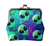 Jbyjbx Green Aliens Print Compact Coin Purse Cute Small Zipper Wallet With Kiss Lock For Daily Use And Gifts