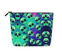 JBYJBX Green Aliens Print Makeup Bag Waterproof Travel Cosmetic Tote Zippered Pouch For Women Toiletry Bag, Black, One Size, Black, One Size